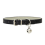PU Leather Pet Collar - Phoesky - Satin Bell - Copper, Iron, Aluminum Materials - Solid Pattern - Black 1