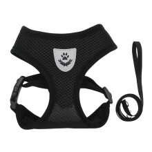 Phoesky Mesh-Hundegeschirr - Verstellbar - Wendbar - Atmungsaktiv - Polyester - Schwarz - Größe M