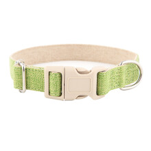 Collier pour animaux respirant - Phoesky - Réglable - Boucle en métal - Écologique - Lin doux - Vert - XL - 27x3x4 cm