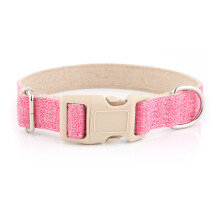 Collier pour animaux respirant - Phoesky - Réglable - Boucle en métal - Écologique - Lin doux - Rose - S - 27x3x4 cm