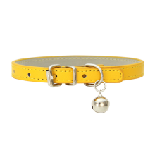 Collier en cuir PU pour animaux - Phoesky - Cloche en satin - Doré - 1.0cm x 30cm - Circonférence du cou 20-28cm