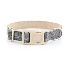 Collier pour animaux respirant - Phoesky - Réglable - Boucle en métal - Écologique - Lin doux - Gris - Taille M