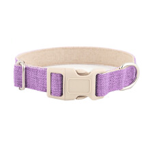 Collier pour animaux de compagnie - Phoesky - Respirant - Réglable - Boucle en métal - Écologique - Lin doux - Pourpre