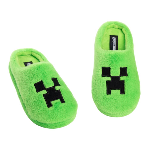 Minecraft (4 UK, Green/Grey) Minecraft Boys Creeper Printed Slippers 1