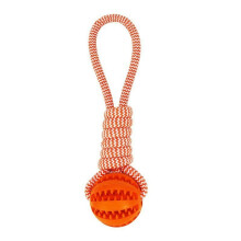 Hundekauspielzeug - Phoesky - Baumwollseil - Interaktiver Ball - Orange - 5 cm - Zum Zähneknirschen
