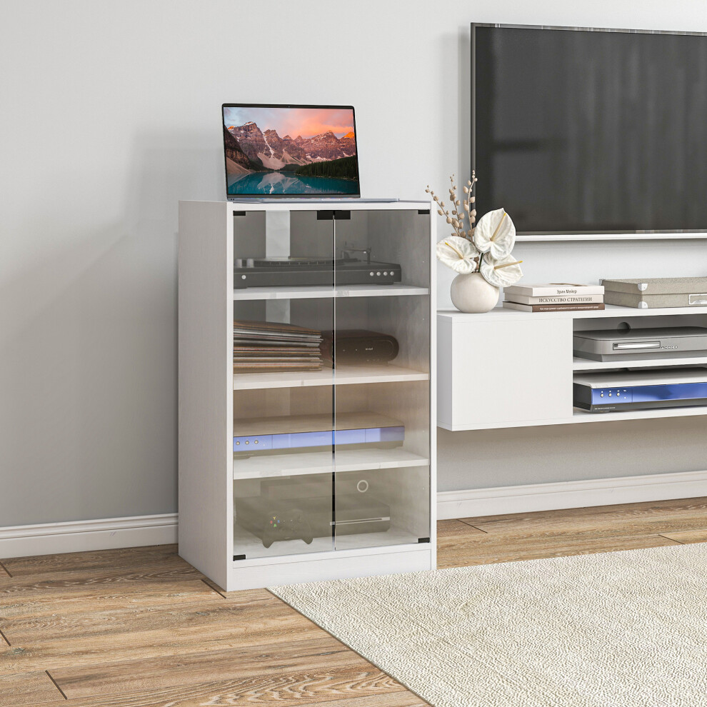 Homcom 4-Tier Hi-Fi Stand With Adjustable Shelves, Wood-Effect White 5063603273009