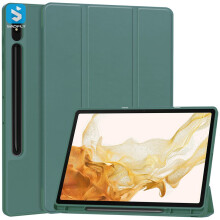 Tablethoes van PU-leer - RNCYN - Samsung Galaxy Tab S9 Plus - Donkergroen - TPU + PU - 12,4 inch - Beschermend
