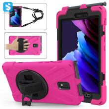 Schokbestendige tablethoes - RNCYN - 8 inch - Samsung Tab Active 2 - PC en siliconen - Polsbandje - Populaire stijl - Roze