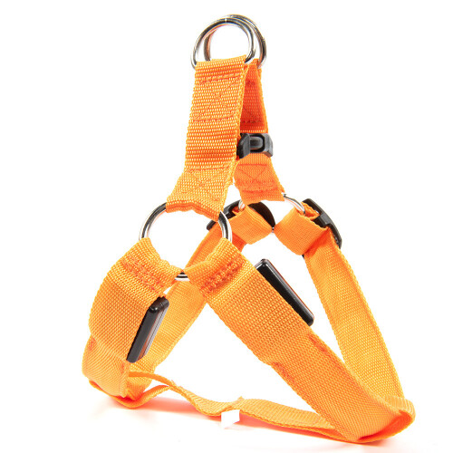 Phoesky LED Pet Harness - Adjustable - Comfortable - Chest Strap - USB Charging - Orange - Size M