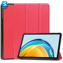 Tablethoes - RNCYN - Drievoudig opvouwbaar PU - Compatibel met Huawei Matepad SE 10.4" (2023) - Rood - Beschermende functie