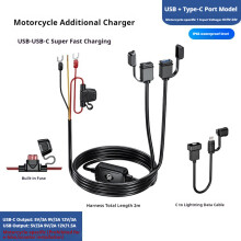 Vedenpitävä moottoripyörän puhelinteline - RNCYN - Nopea lataus - Sateenkestävä - Kaksois-USB/Type-C-liitäntä