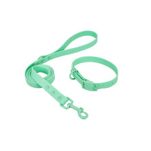 Sada obojku a vodítka pre domáce zvieratá Phoesky - mäkké PVC - vodeodolné - moderný štýl - zelená - veľkosti S/M/L