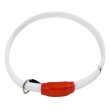 Svietiaci obojok Phoesky pre domáce zvieratá - nabíjateľný cez USB - bodkovaný vzor - LED - bezpečnostný - červený - 60 cm - 70 cm