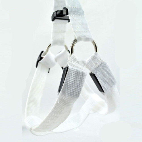 Phoesky LED Pet Harness - Adjustable - Comfortable - Chest Strap - USB Charging - White - Nylon