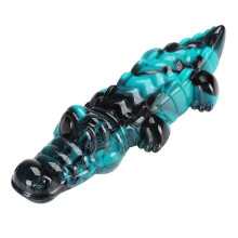 Strapazierfähiges Nylon-Hundespielzeug - Phoesky - Knochenförmig - Unzerstörbar - Für Hunde mit starkem Kaudrang - Grünes Krokodil