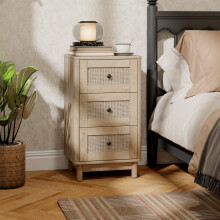 HOMCOM 3 Drawer Chest of Drawers, Storage Unit for Living Room, Oak