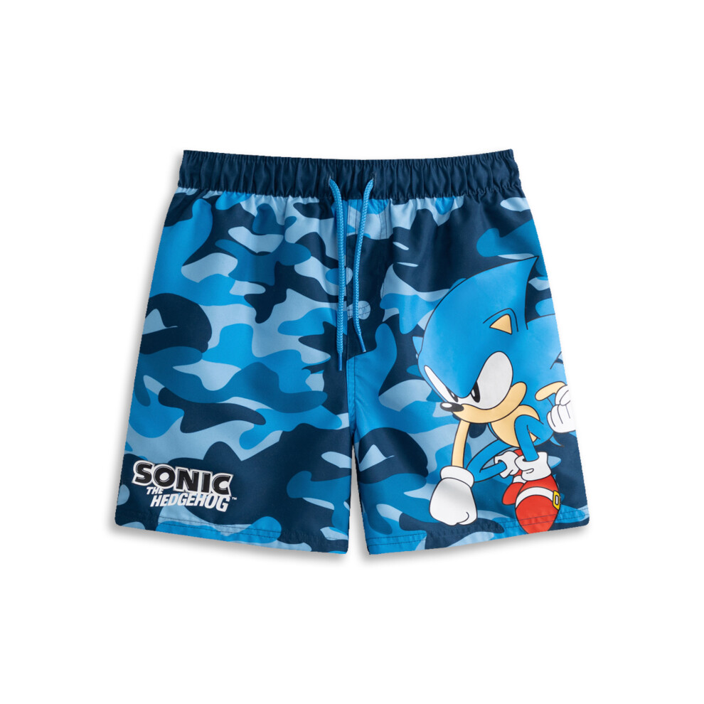 Photos - Swimwear  Sonic the Hedgehog Swim Shorts (Boys Blue)(7-8 Years)