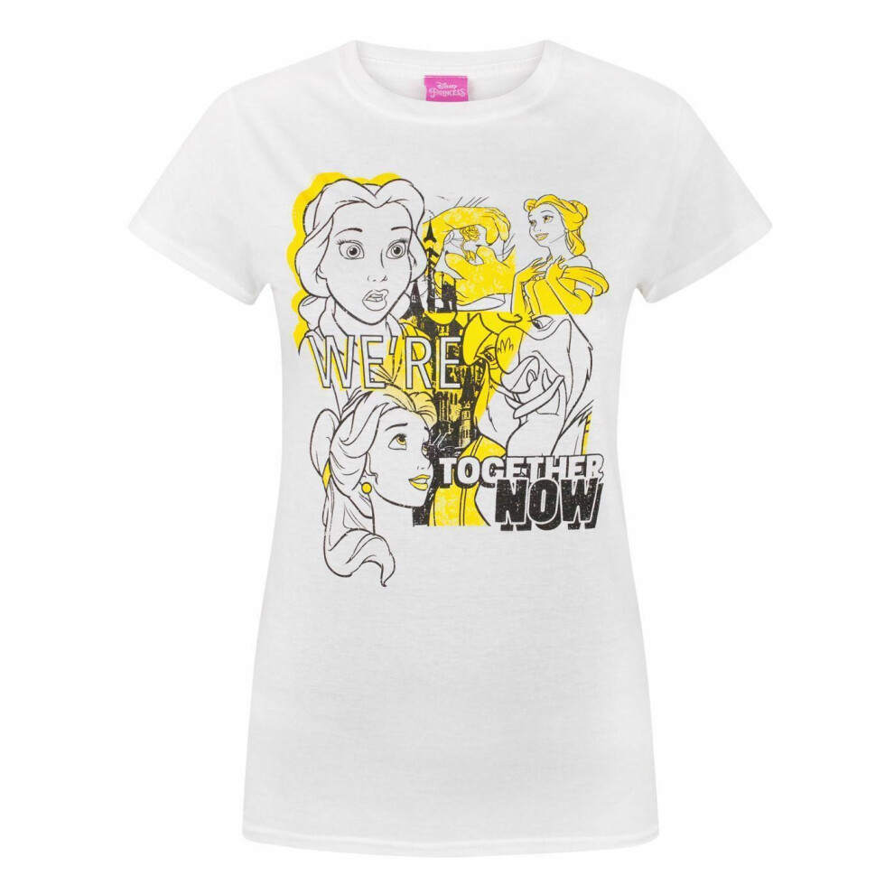 Disney (X-Large) Beauty And The Beast Short Sleeved T-Shirt (Womens White)