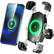 Suporte para celular de motocicleta com carregador sem fio - RNCYN - Carregamento sem fio Qi de 15 W - Carregamento USB-C PD de 20 W