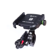 Držiak na telefón na motocykel - RNCYN - otočný o 360 - vodotesný - integrovaná USB nabíjačka - hliníková zliatina