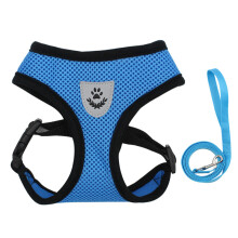 Phoesky Mesh-Hundegeschirr - Verstellbar - Wendbar - Atmungsaktiv - Polyester - Blau - Größe S