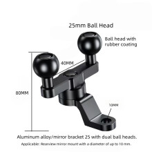 Motorradspiegelhalterung - RNCYN - CNC-gefräste Aluminiumlegierung - Lenkerhalterung - 25-mm-Doppelkugelgelenk