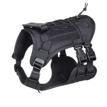 Colete peitoral para cães - Phoesky - Tecido Oxford - Acolchoado - Botão único - Preto - Tamanho G