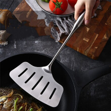 Large Stainless Steel Fish Frying Spatula Egg Pan Scoop Nonstick Long Wood Handle Steak Slotted Flat Shovel Kitchen2pcs