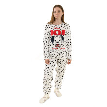 (X-Small) Disney 101 Dalmatians Long Sleeve Long Leg Pyjama Set (Womens White)