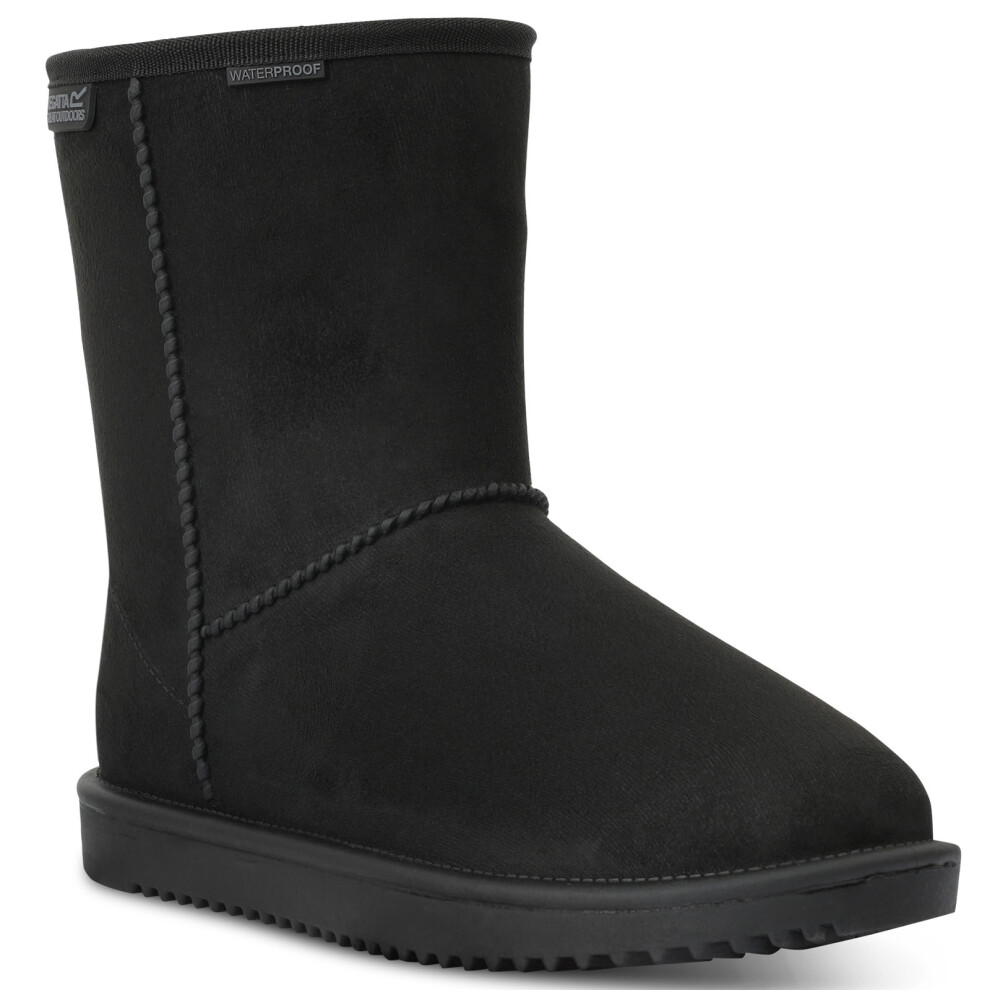 Regatta (6.5 Uk, Black) Womens Risley Waterproof Faux Fur Lining Slip On Boot - Black