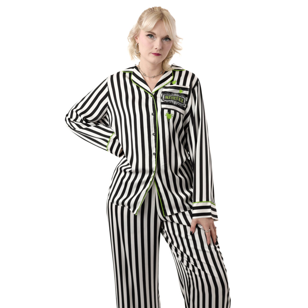 B&Q - Beetlejuice Womens Black Stripey Long Sleeve Long Leg Pyjama Set (16-18) - Image 2