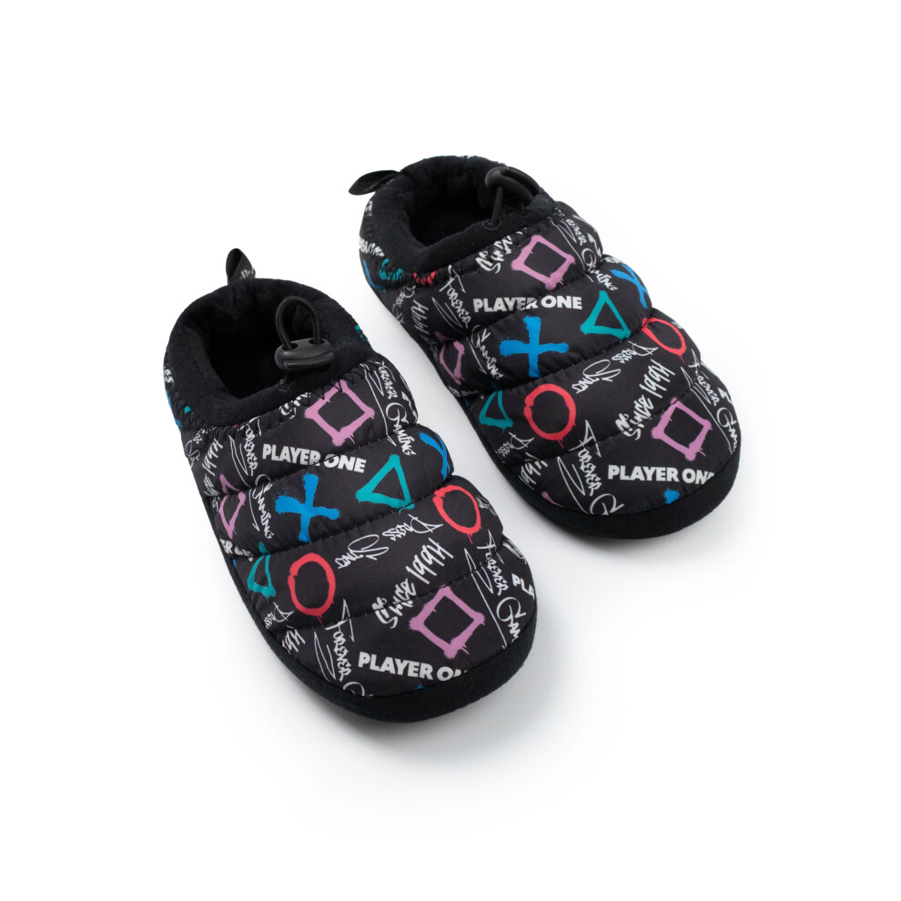 Playstation (1 Uk Child) Slip On Loafer Slippers (Boys Black)