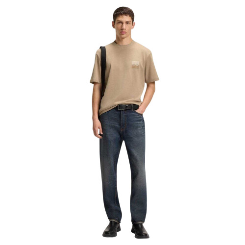 Hugo Boss (S, Beige) Hugo Boss Mens Dusplito Split Logo T-Shirt 2