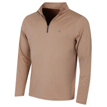 (S, Tan) Calvin Klein Mens 2026 Harlem 1/4 Zip Lightweight Technical CK Golf Sweater