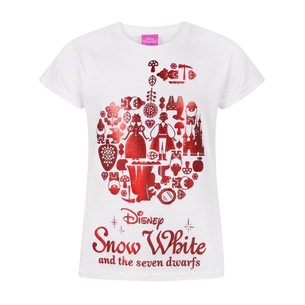 Disney (12-13 Years) Snow White & The Seven Dwarfs Short Sleeved T-Shirt (Girls White)