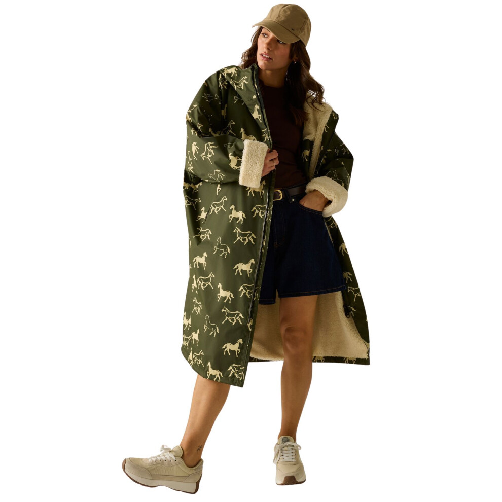 Regatta (Sm, Dark Khaki Horses) Outdoor Active Unisex Waterproof Zip Beach Surfing Changing Robe