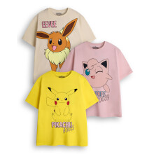 (13-14 Years) Pokemon Multi-Pack of 3 Short-Sleeved T-Shirts (Girls Multicoloured)