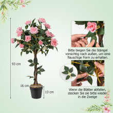 93 cm rosetre med 21 fururoser & naturlig stamme kunsttre med blomster