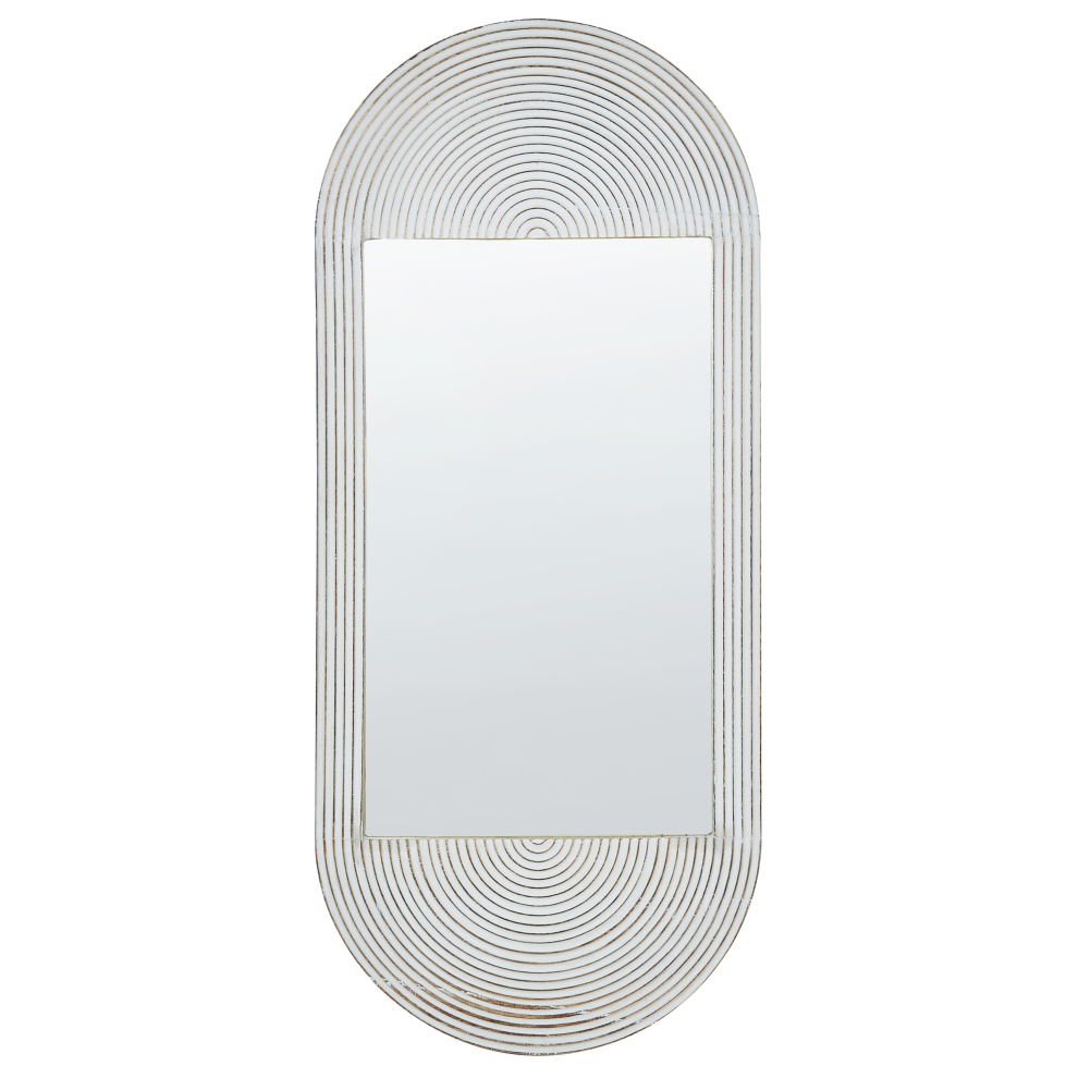 Photos - Wall Mirror Beliani  BRIANT 56 cm 130 cm Mango Wood White 
