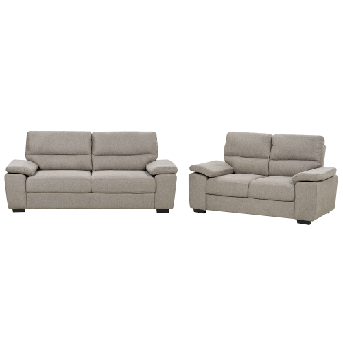 Beliani Living Room Set 5 Seater VOGAR Fabric Light Brown