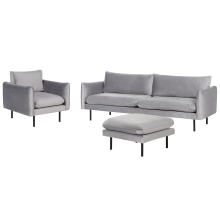 Living Room Set 5 Seater VINTERBRO with Ottoman Velvet Grey