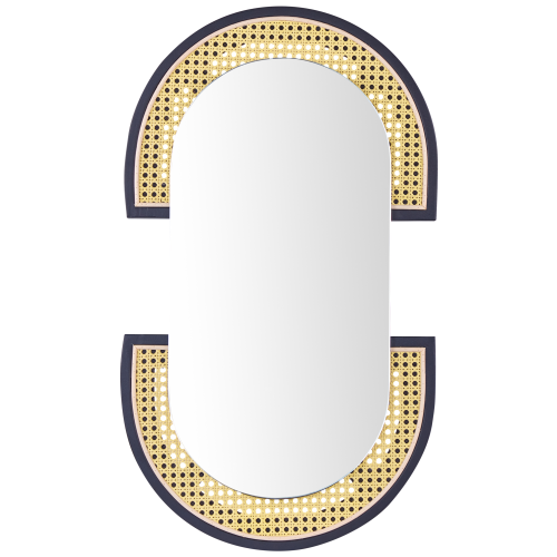 Beliani Wall Mirror STAINS 43 cm 75 cm PE Rattan Natural