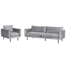 Living Room Set 4 Seater VINTERBRO Velvet Grey