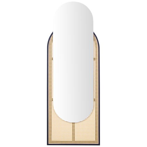Beliani Wall Mirror NEVERS 53 cm 143 cm PE Rattan Natural