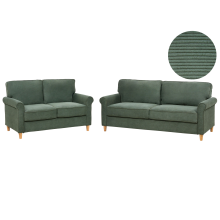 Living Room Set 5 Seater RONNEBY Corduroy Dark Green