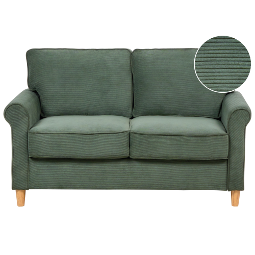 Beliani Sofa 2 Seater RONNEBY Corduroy Dark Green