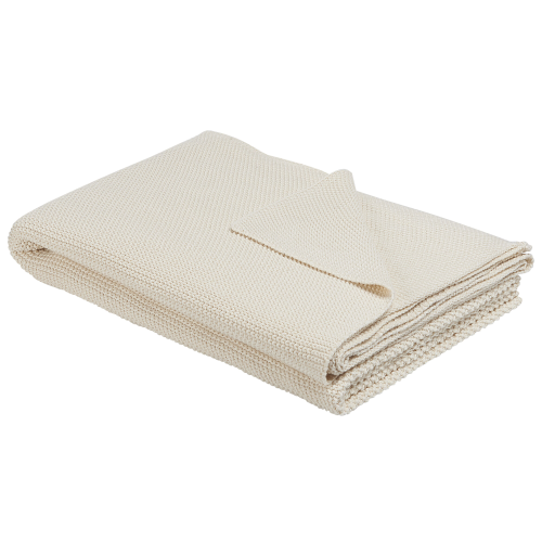 Beliani Blanket ASAKA Cotton 130 x 180 cm Beige