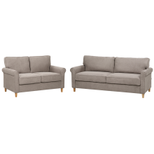 Living Room Set 5 Seater RONNEBY Fabric Light Brown