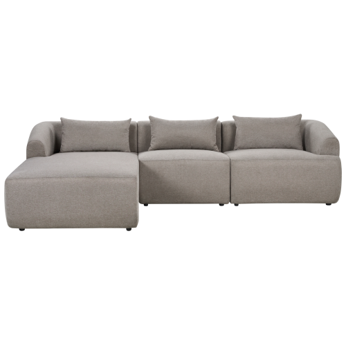 Beliani Corner Sofa 3 Seater SVANSELE Fabric Taupe Right Hand