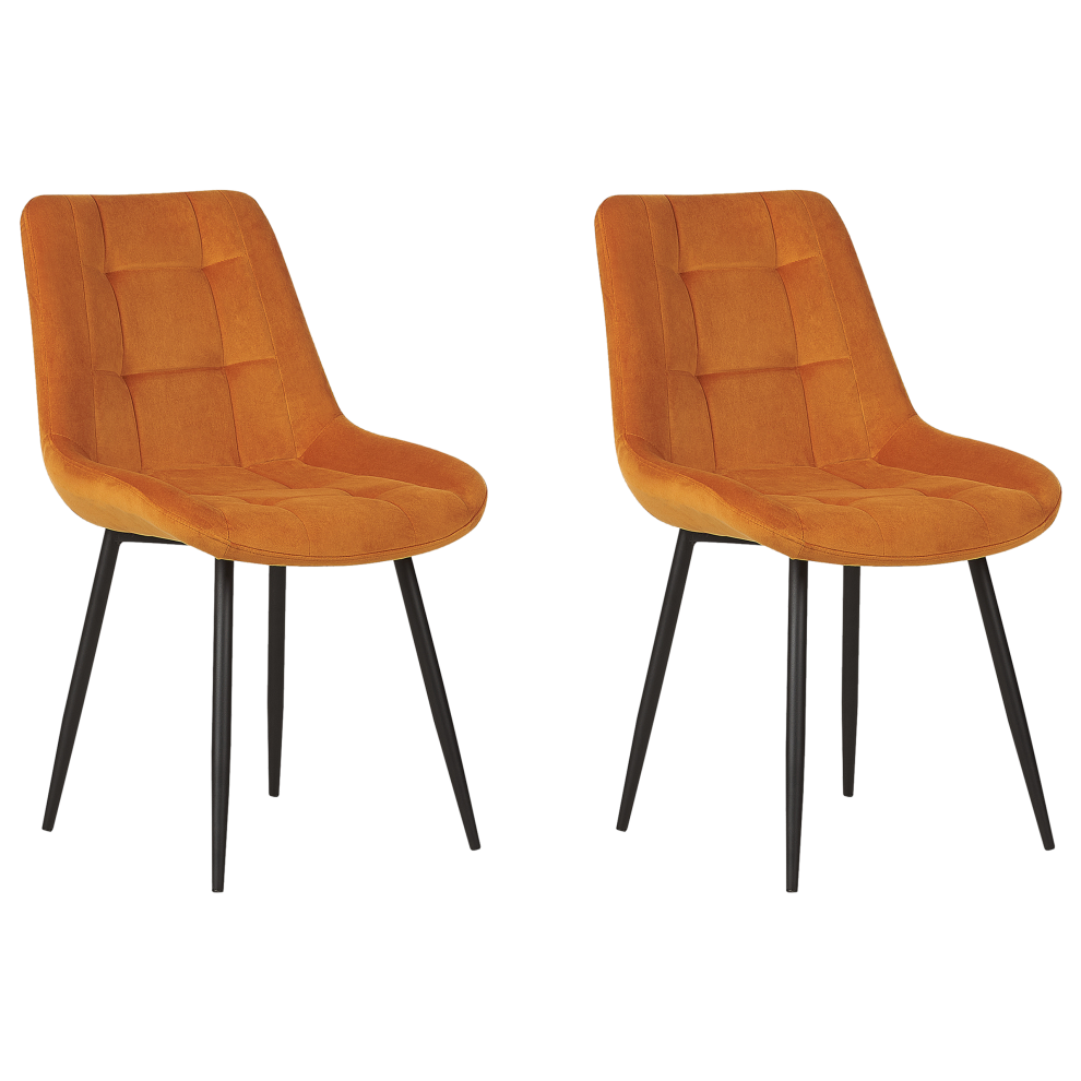 Photos - Chair Beliani Set of 2 Dining  MELROSE Velvet Orange 